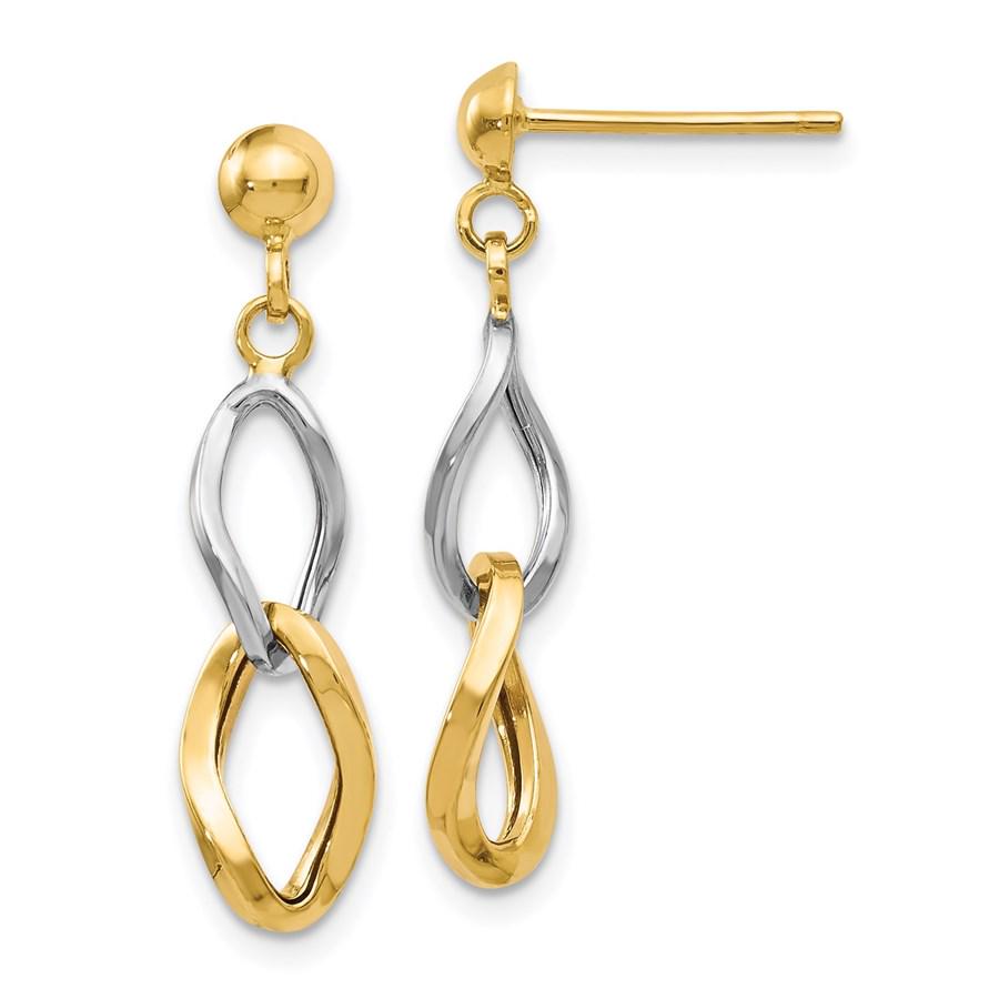 14k Two-tone Oval Post Dangle Earrings 14k Two-tone Oval Post Dangle Earrings
